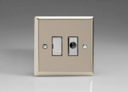 Varilight 13A Unswitched Fused Spur + Flex Outlet with Metal Inserts Satin Chrome XN6UFOD