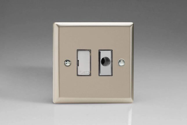 Varilight 13A Unswitched Fused Spur + Flex Outlet with Metal Inserts Satin Chrome XN6UFOD