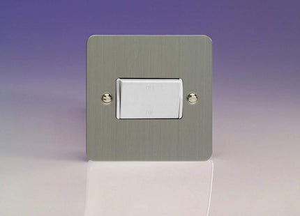 Varilight XFSFIW Fan Isolator Switch (3 Pole) In Brushed Steel With White Insert