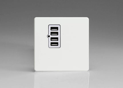 Varilight XDQU4WS Screwless Premium White 4 Gang 5V DC 4800mA USB Charging Port (Single Plate)