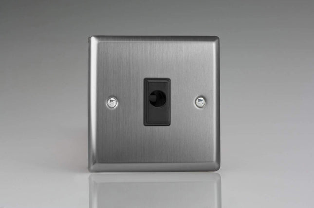 Varilight XTFOB Classic Brushed Steel 1-Gang 16A Flex Outlet Plate