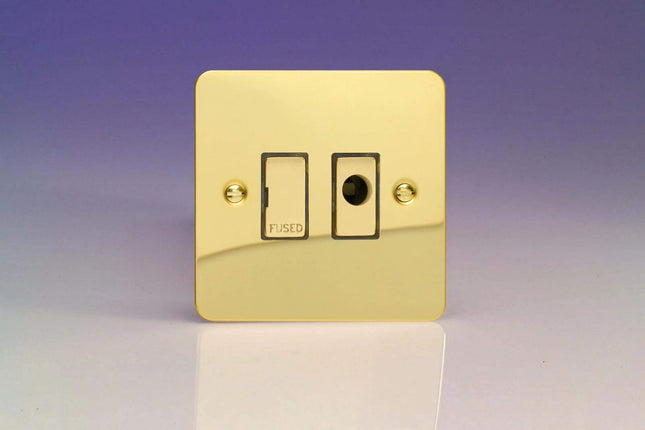 Varilight 13A Unswitched Fused Spur + Flex Outlet with Metal Inserts Polished Brass XFV6UFOD