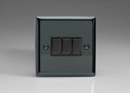 Varilight XI3B Rocker Switches 3 Gang Iridium Black Black