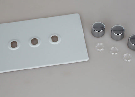 Varilight Matrix 3-Gang Double Plate Unpopulated Dimmer Kit. Screwless Primed and Ready to Paint