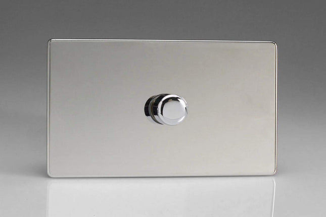 Varilight 1-Gang 2-Way Push-On/Off Rotary Dimmer 1 x 200-1400W (Twin Plate) Polished Chrome IDCDP1501S