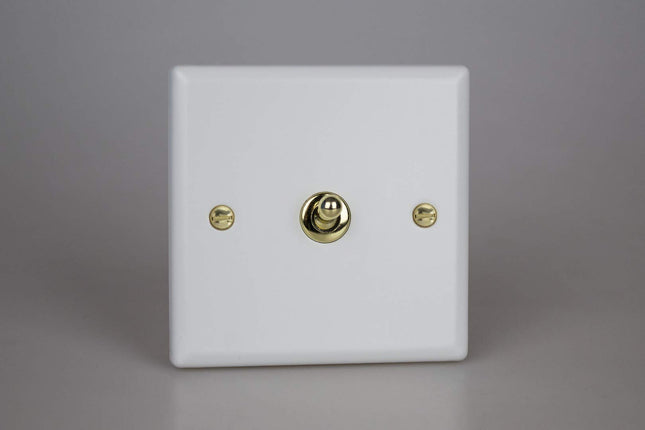 Varilight Vogue Collection Matt White 1-Gang 1 or 2-Way 10 Amp Toggle Switch with Brass Toggle