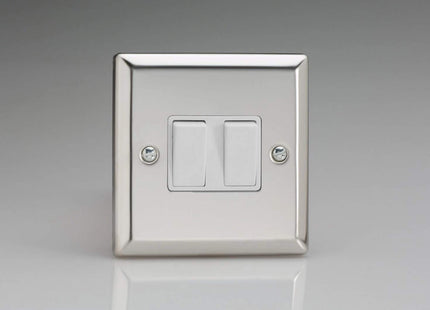Varilight XC2W Rocker Switches 2-Gang Mirror Chrome White