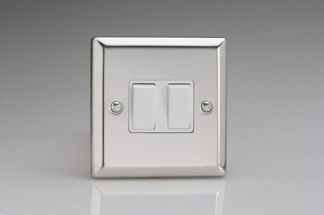 Varilight XC2W Rocker Switches 2-Gang Mirror Chrome White