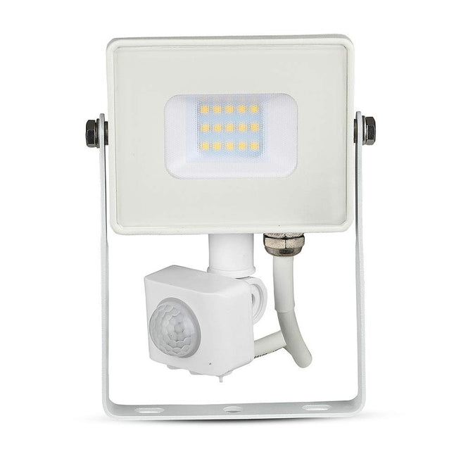 V-TAC 10W With Motion Sensor Waterproof Outside Security Led Floodlight With Samsung Led Body Glass Ip65 Warm 800 Lumens