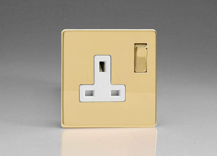 Varilight XDV4WS 13A Socket Polished Brass White 1-Gang