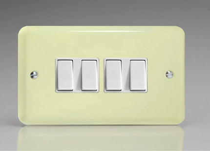 Varilight 4 Gang (Quad), 1or 2 Way 10 Amp Switch, Classic Lily White Chocolate XY9W.WC