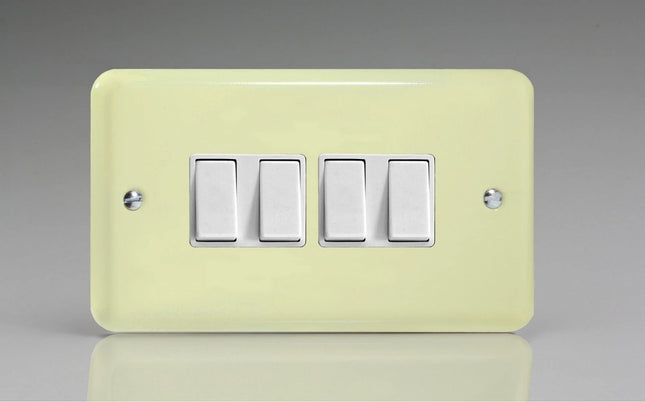 Varilight 4 Gang (Quad), 1or 2 Way 10 Amp Switch, Classic Lily White Chocolate XY9W.WC