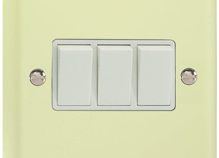 Varilight 3 Gang (Triple), 1 or 2 Way 10 Amp Switch, Classic Lily White Chocolate XY3W.WC