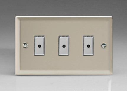 Varilight 3-Gang 1-Way Remote/Tactile Touch Control Master LED Dimmer 3 x 0-100W (Max 10 LEDs) Satin Chrome JNE103