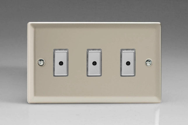 Varilight 3-Gang 1-Way Remote/Tactile Touch Control Master LED Dimmer 3 x 0-100W (Max 10 LEDs) Satin Chrome JNE103