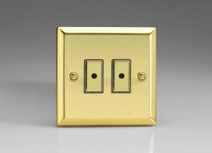 Varilight 2-Gang 1-Way Remote/Tactile Touch Control Master LED Dimmer 2 x 0-100W (Max 10 LEDs) Victorian Brass JVE102