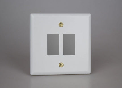 Varilight XYPGY2.MW Vogue Matt White 2-Gang PowerGrid Plate (Single Plate)