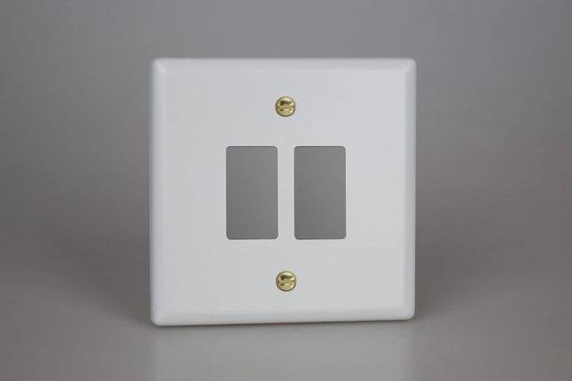 Varilight XYPGY2.MW Vogue Matt White 2-Gang PowerGrid Plate (Single Plate)