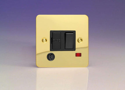 Varilight 1-Gang 13A Sw. Fused Spur with F.O. and Neon Ultra Flat Polished Brass XFV6FONB