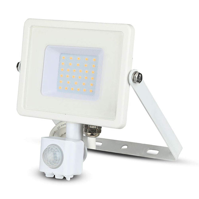 V-TAC 30W 3K SMD PIR  VT-30-S 30W SMD PIR SENSOR FLOODLIGHT SAMSUNG CHIP 3000K WHITE BODY