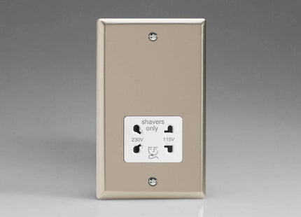 Varilight Dual Voltage Shaver Plug Socket 240V/115V 240V/115V Satin Chrome XNSSW
