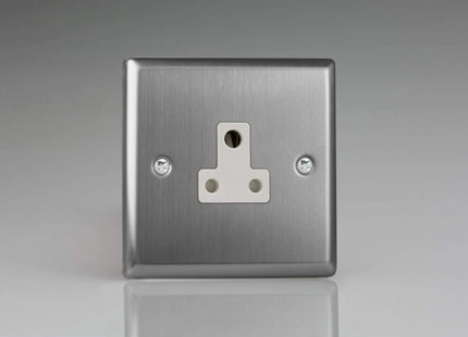 Varilight XTRP5AW Classic Brushed Steel 1-Gang 5A Round Pin Plug Socket