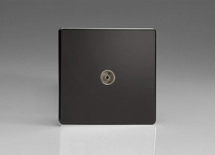 Varilight Flat Plate Screwless Jet Black Co-axial TV Socket (Data Grid System) XDLG8BS