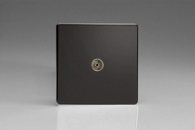 Varilight Flat Plate Screwless Jet Black Co-axial TV Socket (Data Grid System) XDLG8BS