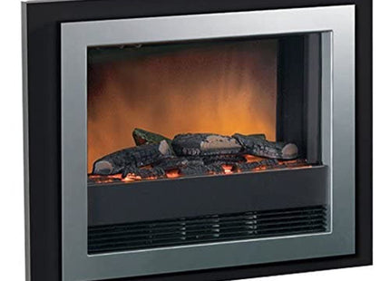 Dimplex Bizet Optiflame Electric Wall Fire, Brushed Steel Wall Mount LED Flame Effect Electric Fire with Reversible Black or White Frame, Log Style Fuel Bed, 2kW Adjustable Heater and Remote Control