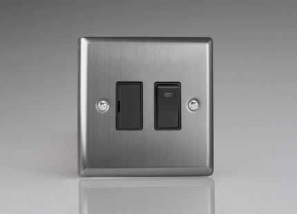 Varilight XT6NB Classic Brushed Steel 1-Gang 13A Switched Fused Spur + Neon
