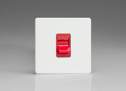 Varilight 45A Cooker Switch (Single Plate, Red Rocker) Premium White XDQ45SS