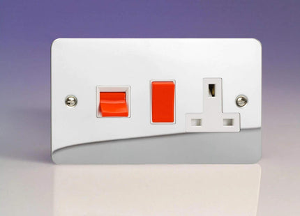 Varilight 45A Cooker Panel (with 13A Switched Socket) Ultra Flat Mirror Chrome XFC45PW