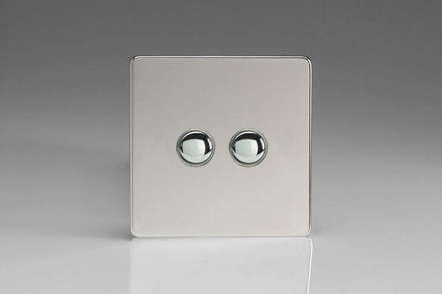 Varilight V-Pro IR 2-Gang Tactile Touch Control Dimming Light Switch Slave for use with Master on 2-Way Circuits Polished Chrome IJDCS002S