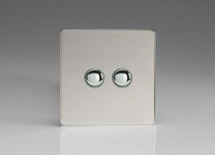 Varilight 2-Gang 6A 1-Way Push-to-Make Momentary Switch Polished Chrome XDCM2S