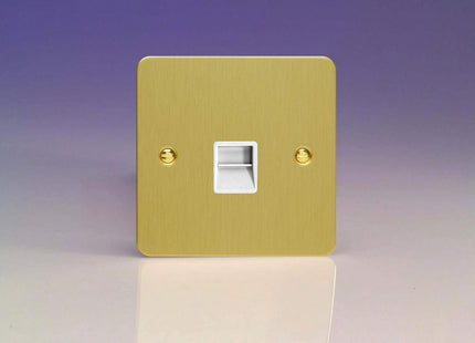 Varilight 1-Gang Telephone Slave Socket Ultra Flat Brushed Brass XFBTSW