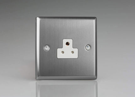 Varilight XTRP2AW Classic Brushed Steel 1-Gang 2A Round Pin Plug Socket