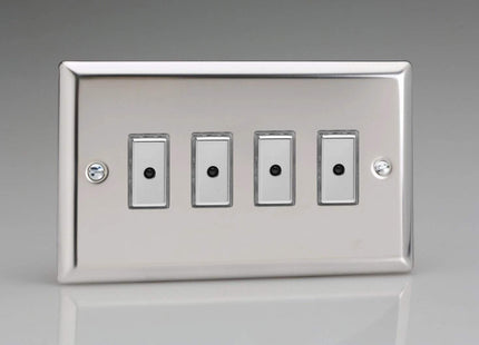 Varilight JCE104 Classic Mirror Chrome 4 Gang V-Pro Remote/Touch Master LED Dimmer 0-100W