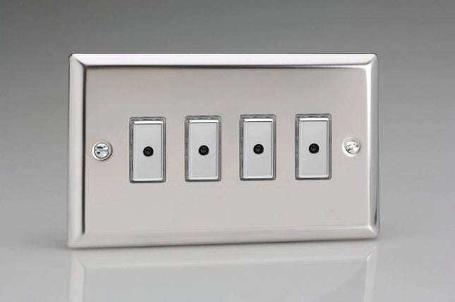 Varilight JCE104 Classic Mirror Chrome 4 Gang V-Pro Remote/Touch Master LED Dimmer 0-100W