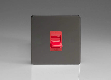 Varilight XDI45SS Screwless Iridium Black 45A DP Cooker Switch Single Plate