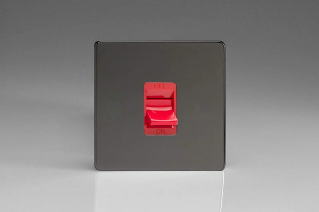 Varilight XDI45SS Screwless Iridium Black 45A DP Cooker Switch Single Plate