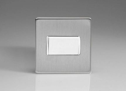 Varilight Brushed Steel Fan Isolating Switch (3 Pole) White Light Switch 10A Fan Isolating Switch (3 Pole)