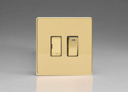 Varilight 13A Switched Fused Spur + Neon with Metal Inserts Polished Brass XDV6NDS