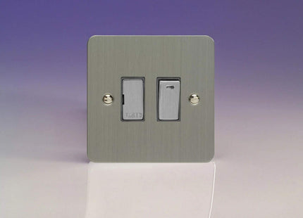 Varilight 13A Switched Fused Spur + Neon with Metal Inserts Brushed Steel XFS6ND