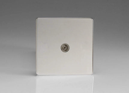 Varilight 1-Gang TV Plug Socket, Co-Axial Polished Chrome XDC8S
