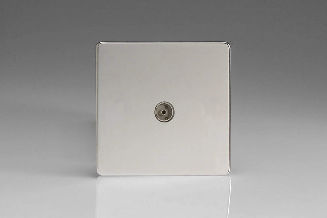 Varilight 1-Gang TV Plug Socket, Co-Axial Polished Chrome XDC8S