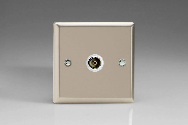 Varilight 1-Gang TV Plug Socket, Isolated Co-axial Satin Chrome XN8ISOW