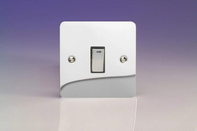 Varilight 1-Gang 20A Double Pole Rocker Light Switch + Neon Indicator Light Polished Chrome XFC20ND
