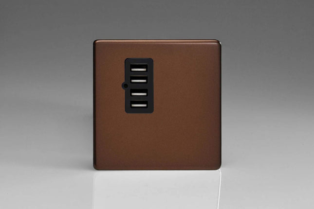 Varilight XDMU4BS Screwless Mocha 4 Gang 5V DC 4800mA USB Charging Port (Single Plate)