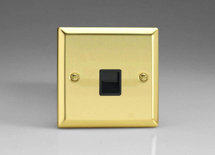Varilight 1-Gang Telephone Slave (Extension) Plug Socket Victorian Brass XVTSB
