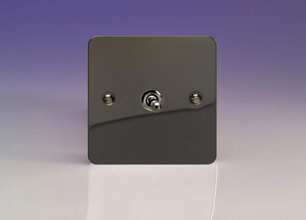 Varilight 1-Gang 1 or 2W 10A Classic Toggle Switch Ultra Flat Iridium Black XFiT1